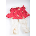 Doll Outfit Girl Red Dress Puffed Sleeves Teddy Bear Print White Hearts Peter Pan Collar White Pants Clothes ~ The Pink Room ~ 20-05-165