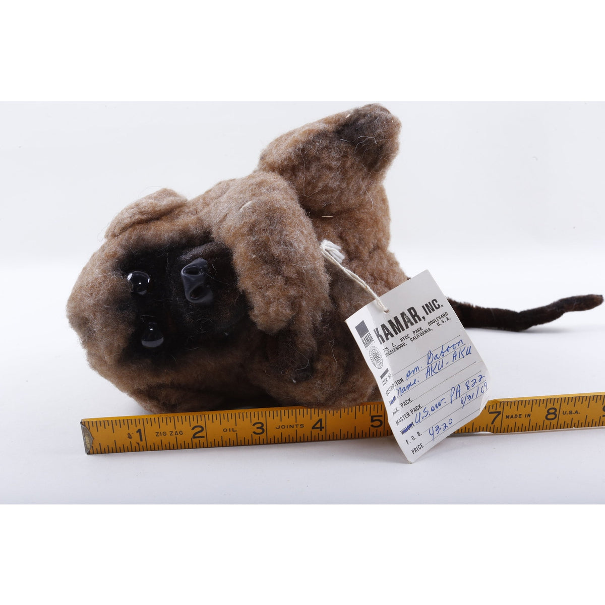 Kamar, Rare, Early Employee Sample, OOAK, hand made, Baboon, Brown, Monkey, 1969, 4320, Soft, Plush - 212