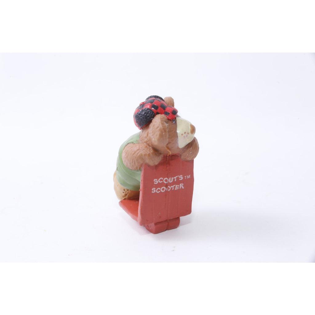Scout's Scooter, Teddy Bear, Furskins, PVC Figure, Toy, 2.5", Animal, Miniature, Collectible, Vintage, ~20-01-467
