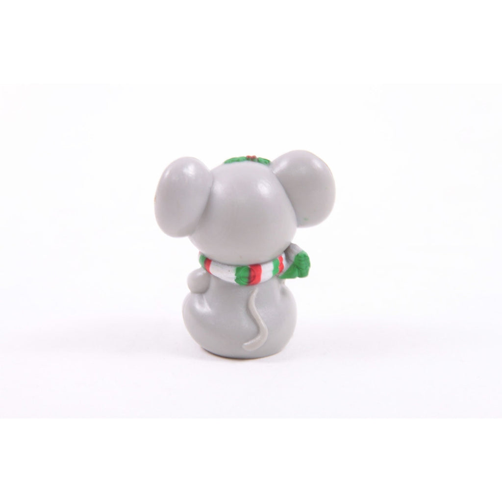 Russ Berrie Grey Christmas Mouse PVC Figure With Stocking 1980s Figure ~ 260219-WH 178