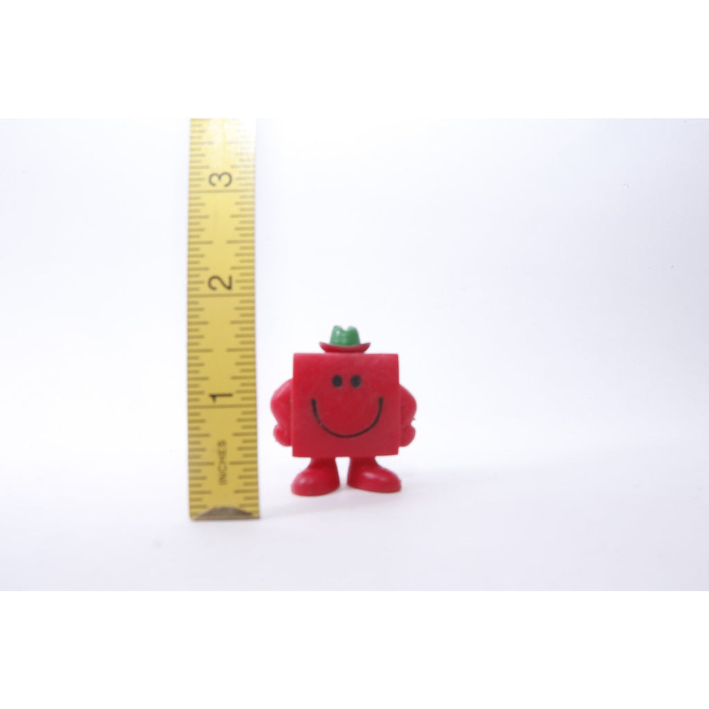 Mr Men Strong, Toy, Red, 1 3/4", PVC Figure, Green Hat, Roger Hargreaves, Comics Character, Children, Collection, Vintage, ~ 287