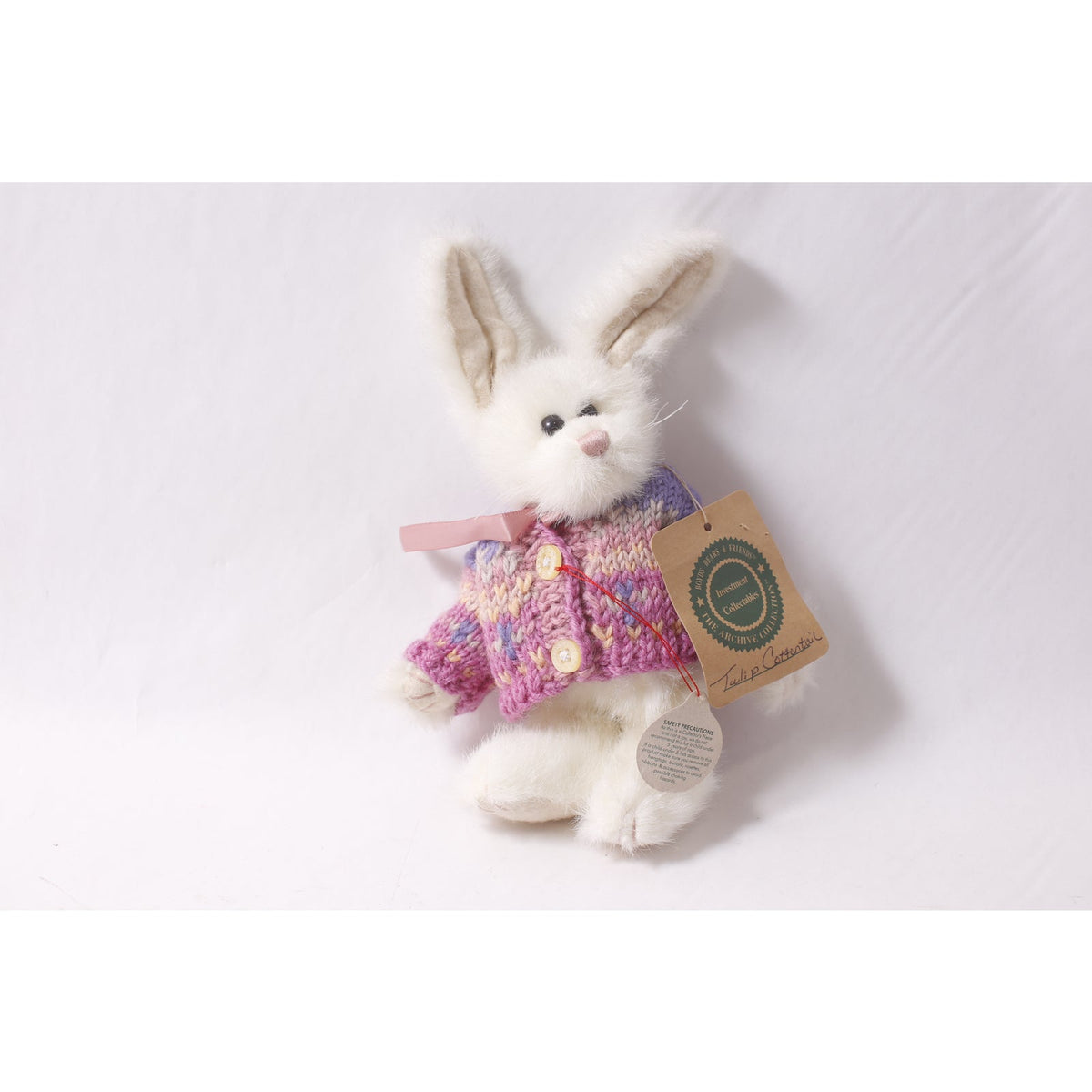 Boyds Bears Tulip Cottontail Plush Rabbit in Pink Cardigan w Tag ~ 260427-WH M-15-03