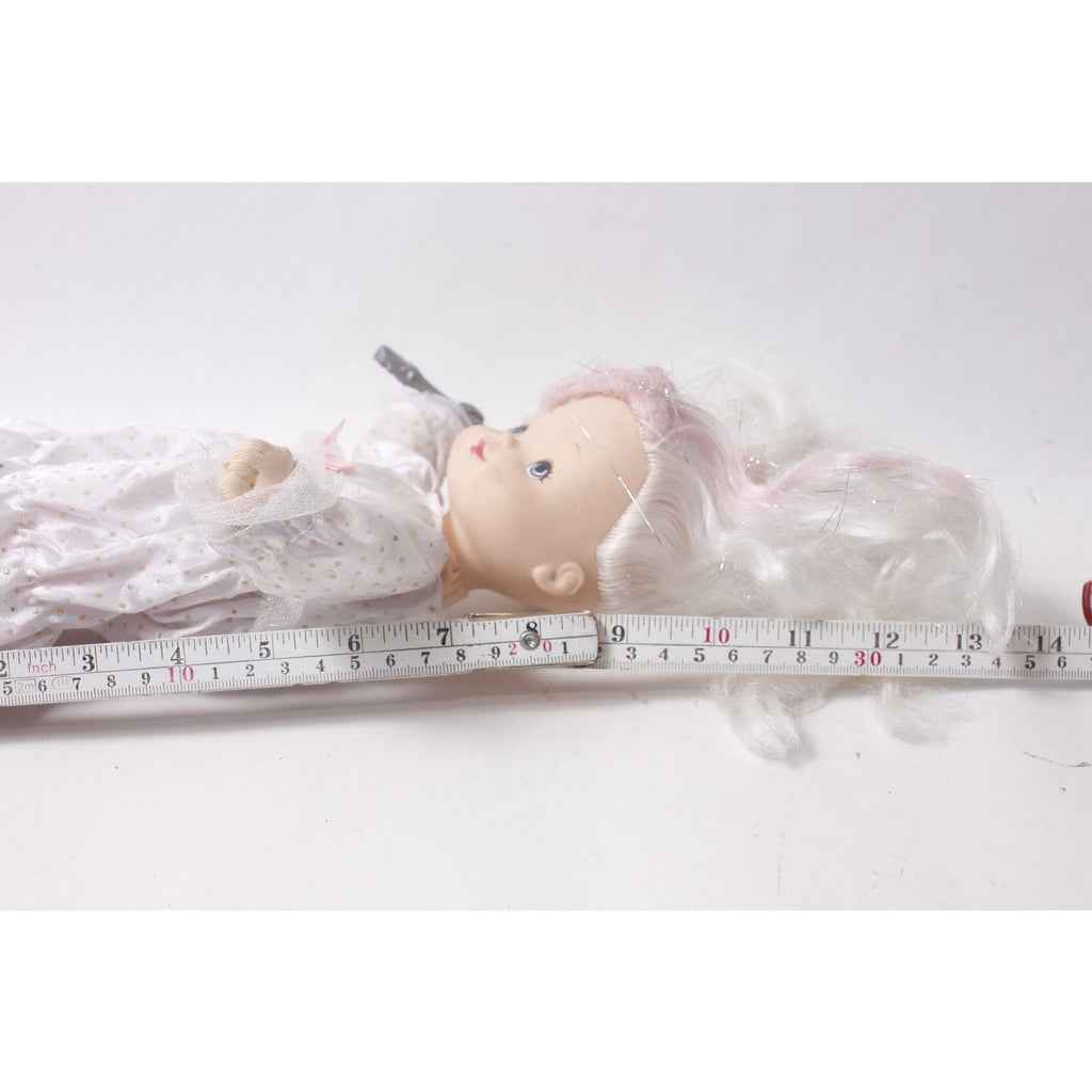 1997 DSI Toys Dreamie Sweets Shiney Dreams Doll in White Dress FLAW Non working ~ 260902-WH 1134