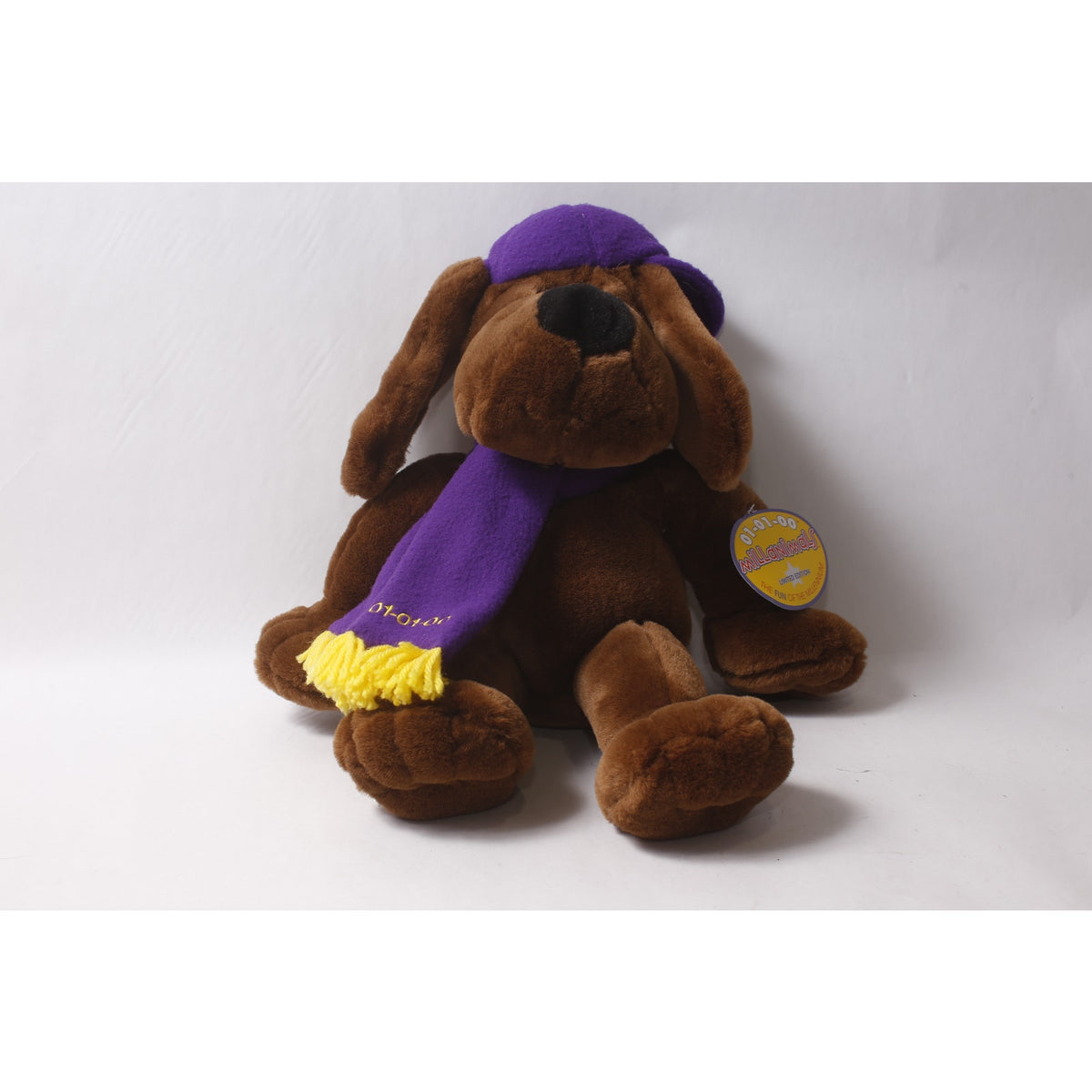 2000 Millanimals Mugsy the Mutt Large Plush Dog w Purple Skarf ~ 260914-WH 1388