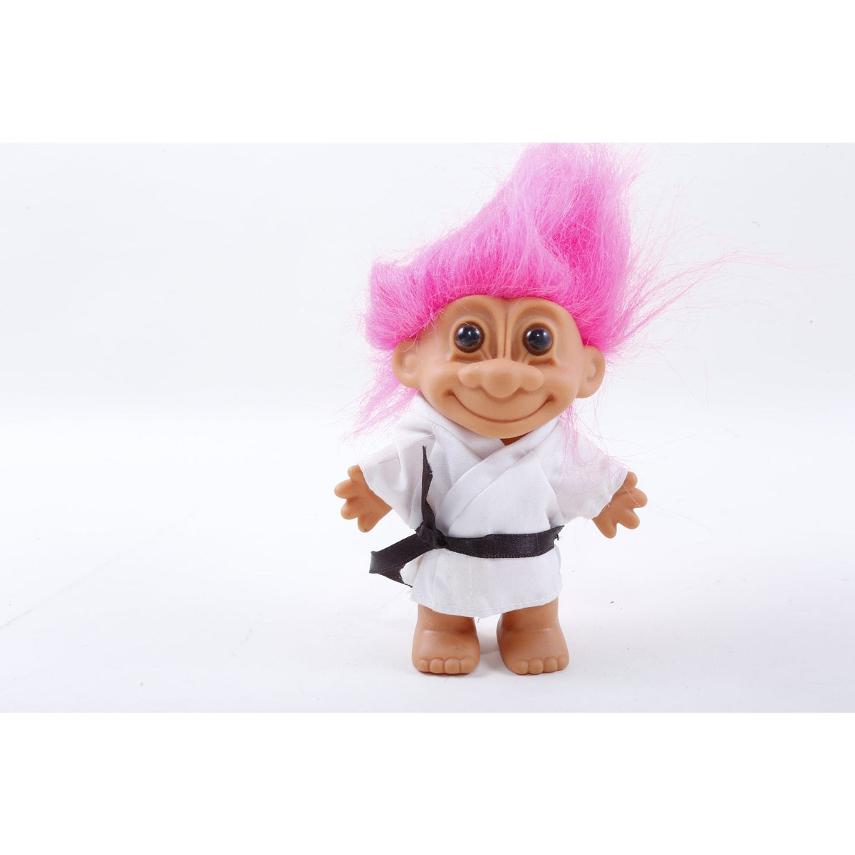 Vintage Dressed Russ Troll Karate Fighter Toy Doll White Kimono Magenta Hair Collection 260420-WH 1019