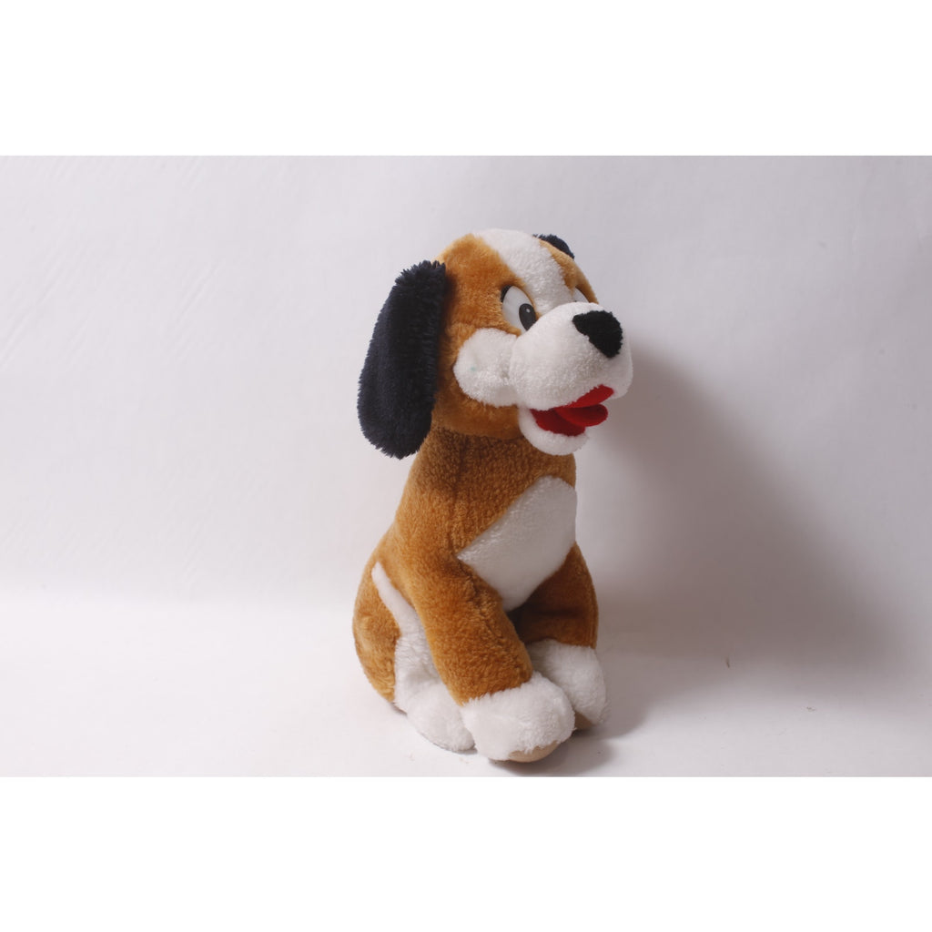 Cute Brown and White Plush Puppy Sitting Stuffed Animal ~ 260812-WH 886