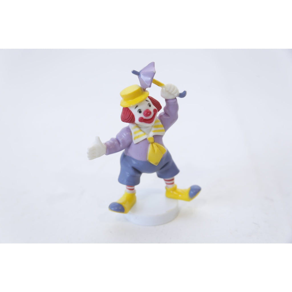 Clown with an Umbrella, PVC Figure, Purple Costume, Yellow Hat and Tie, Yellow Shoes, Toy, Vintage, Collectible, ~ WH-06 1263