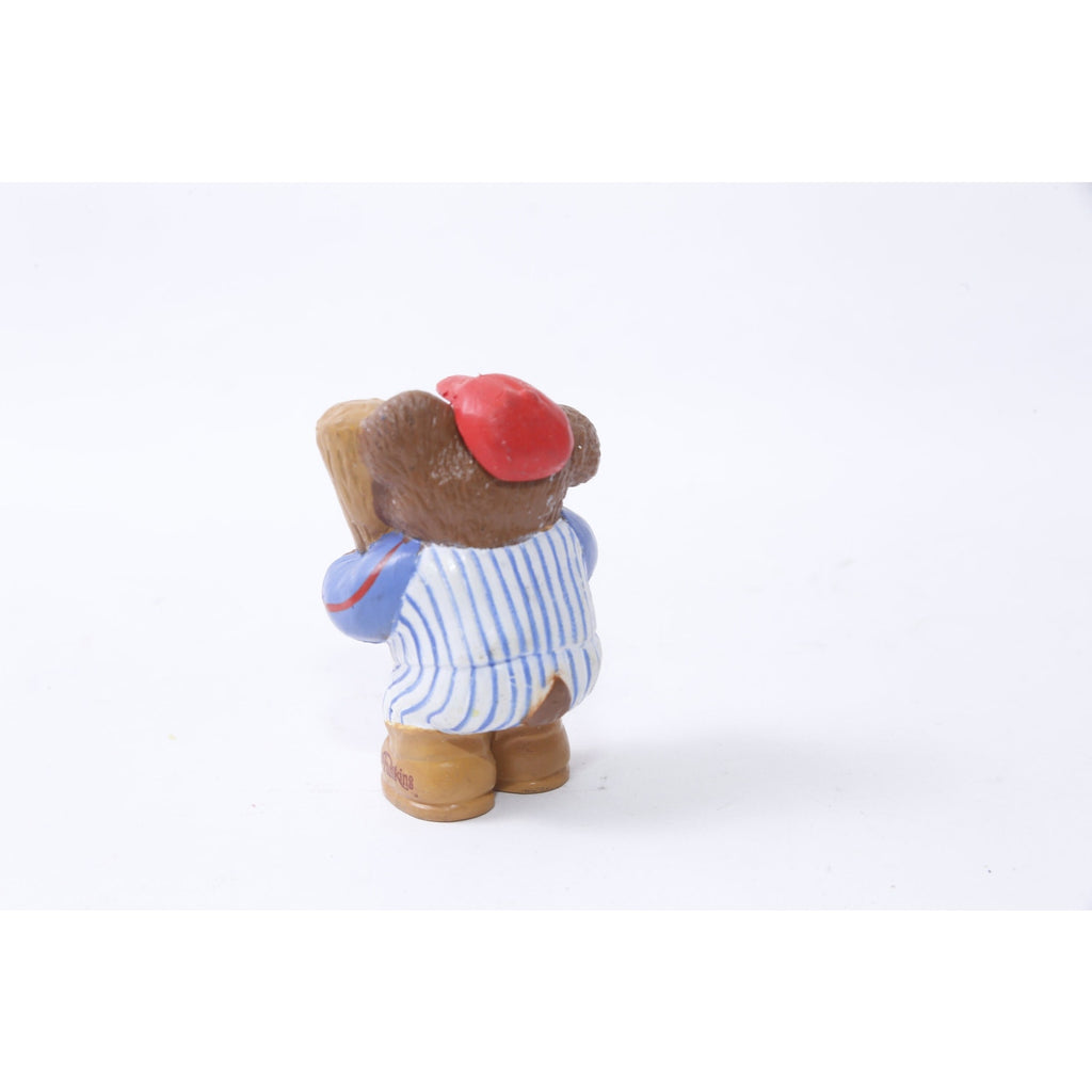 Teddy Bear, Baseball Player, Furskins, PVC Figure, Bat, Ball, Sports, Animal, Toy, 2", Miniature, Collectible, Vintage, ~20-01-467