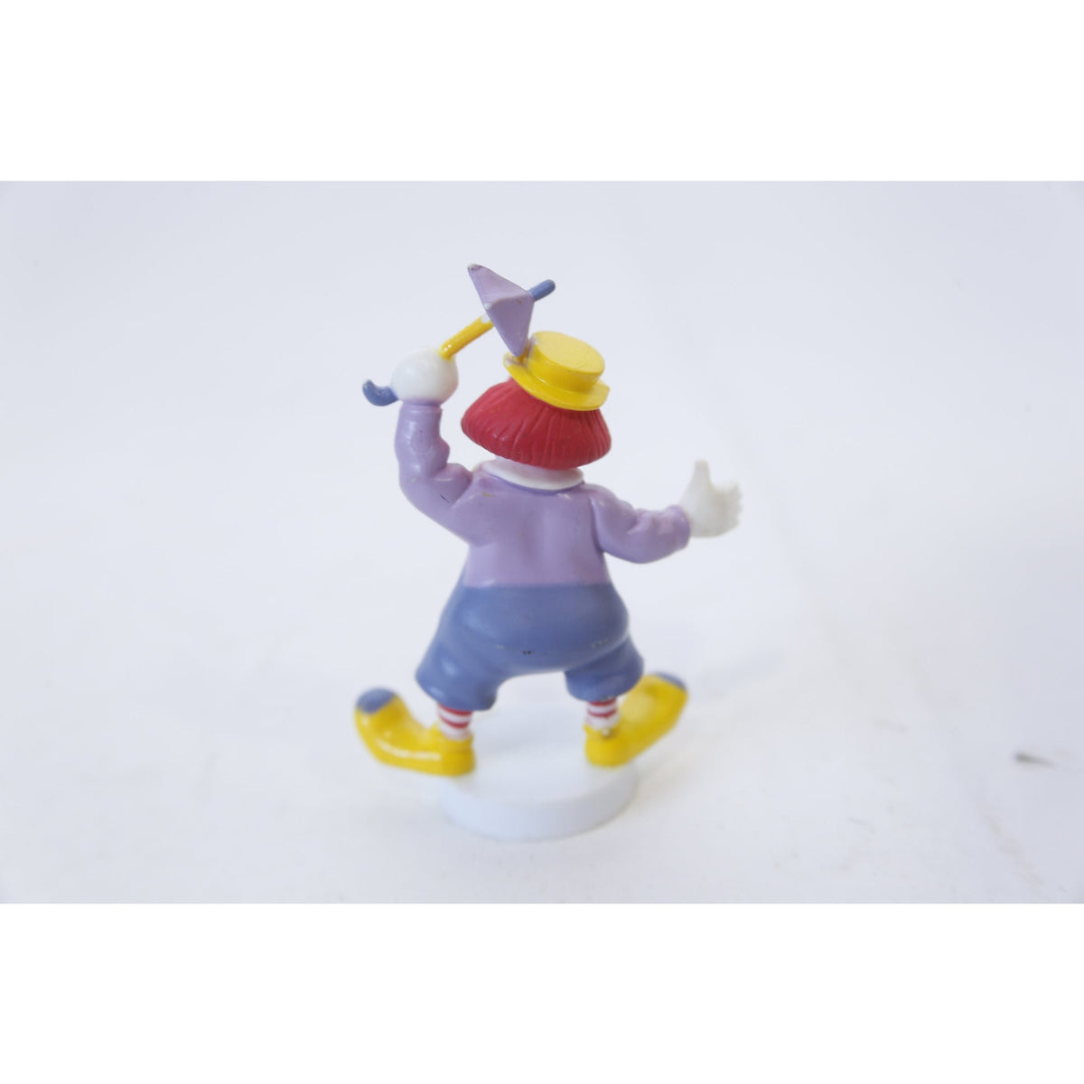 Clown with an Umbrella, PVC Figure, Purple Costume, Yellow Hat and Tie, Yellow Shoes, Toy, Vintage, Collectible, ~ WH-06 1263