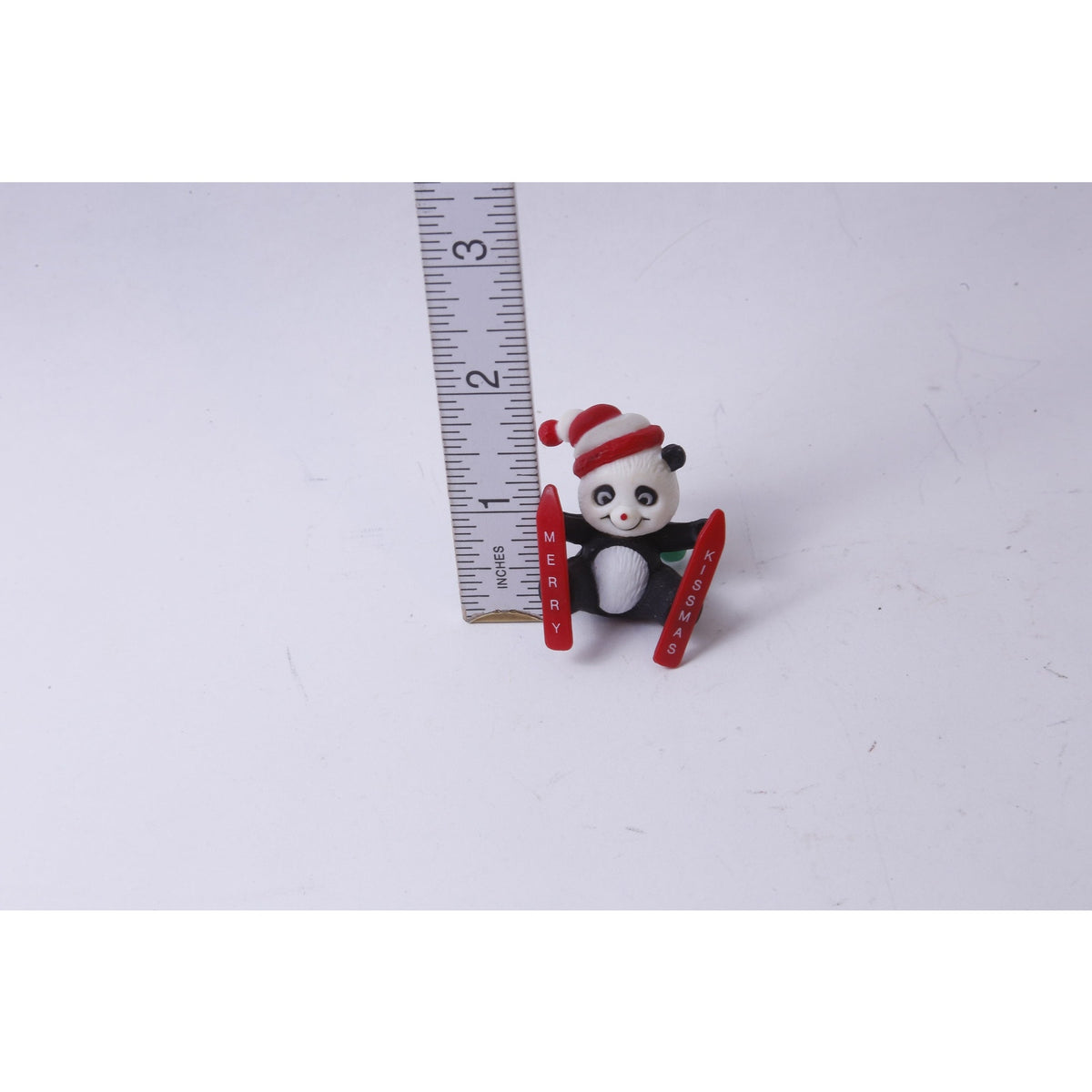 Christmas, Panda, Skiing, Merry Kissmas, PVC, 2", Figure, Animal, Winter, Holiday, Toy, Vintage, Collectible, ~ M-07-09
