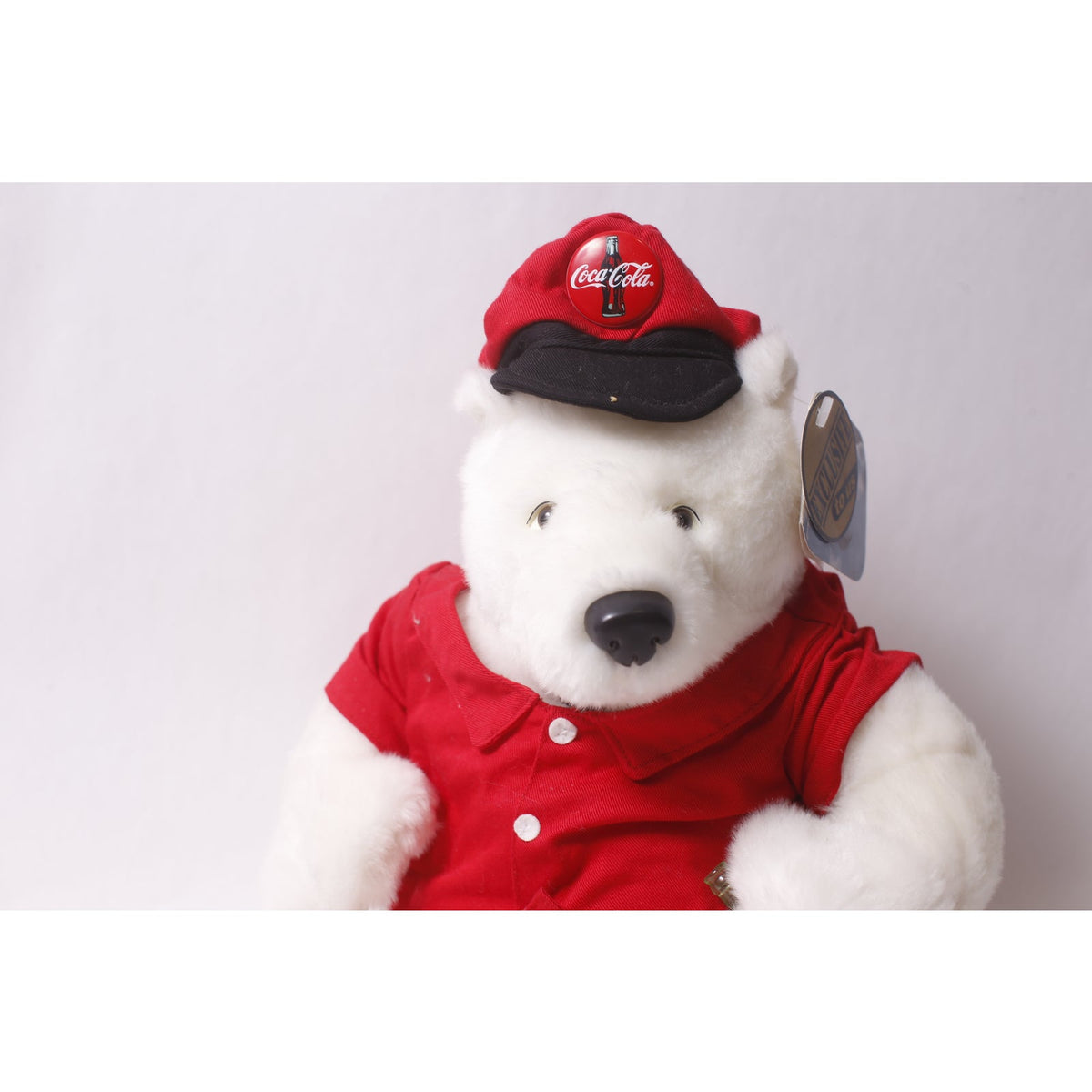 1990s Coca-Cola Polar Bear in Red Delivery Jacket Plush Holiday Decor ~ 260302-WH M-15-06