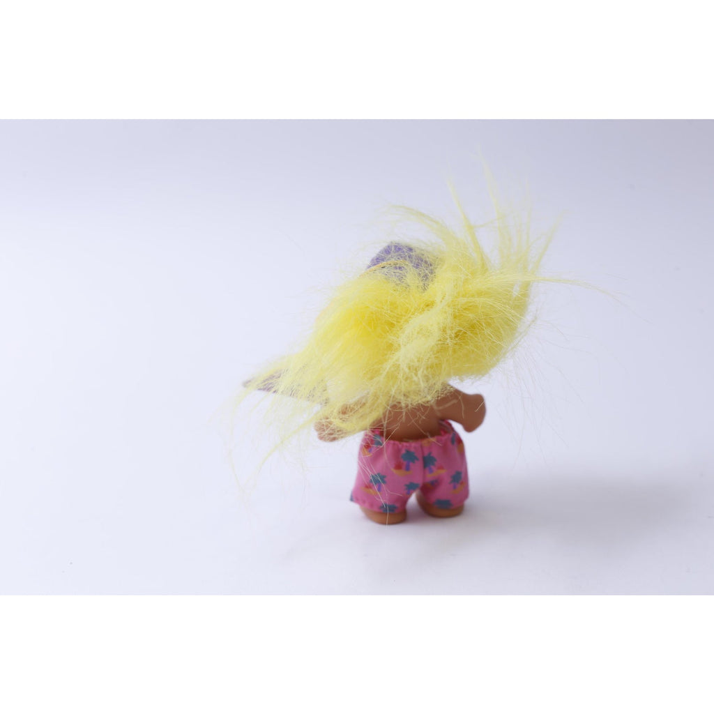 Russ Beach Bum Troll in Graduate Hat with Congratulations Flag, Yellow Hair, 1990s, Vintage, Collectible, ~ 241105-WH M-05-04