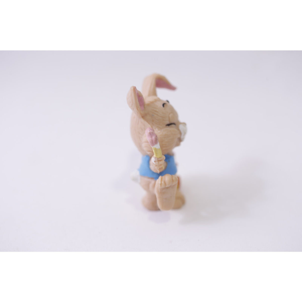Easter Bunny PVC Figure Holding Paintbrush with Chick 1980s Toy, 251028-WH 289