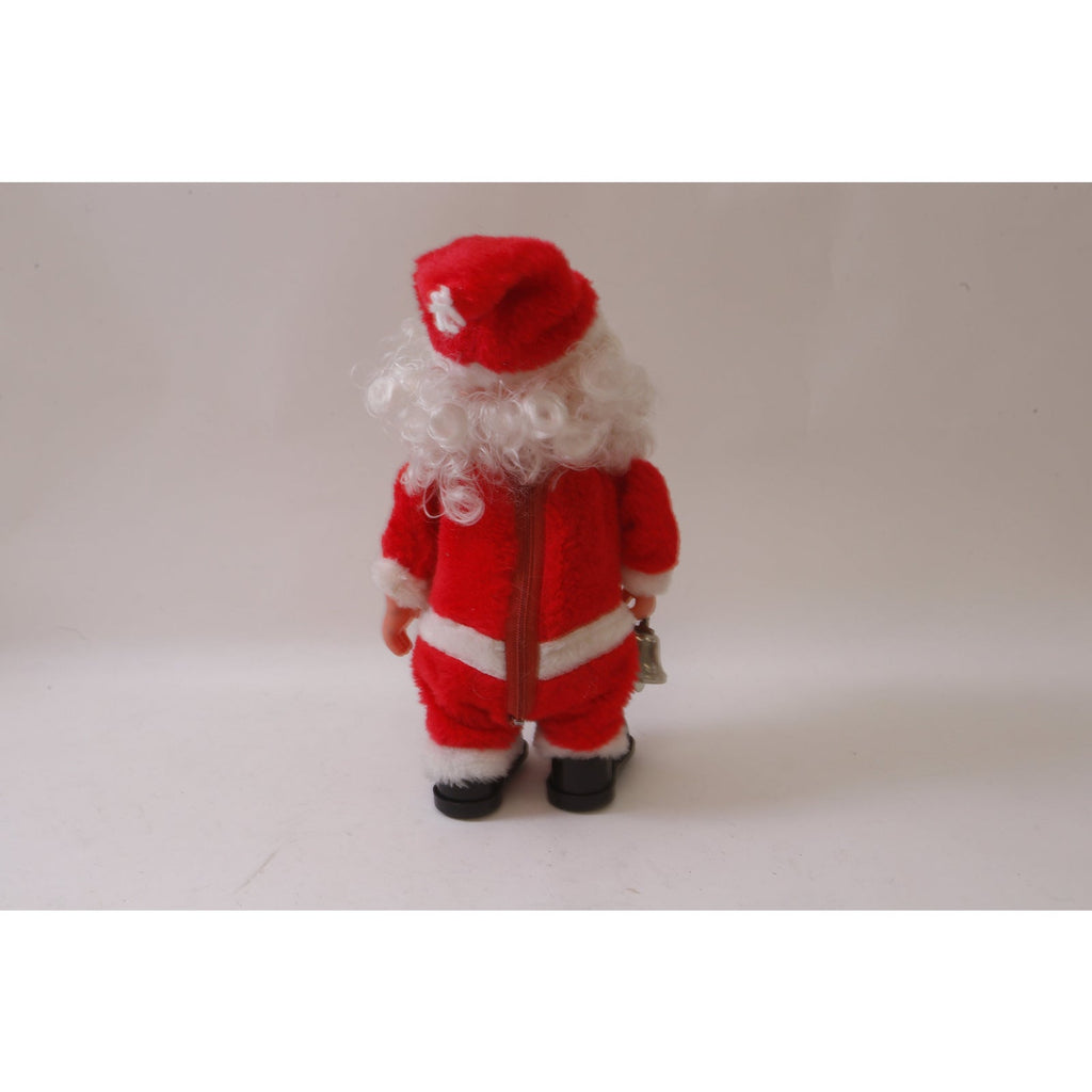 Working Windup, Santa Claus with a Bell, Rubber Face, Standing, Soft Doll, Christmas, Winter, Holidays, Toy, Vintage, Collectible, ~ MISC-052 917