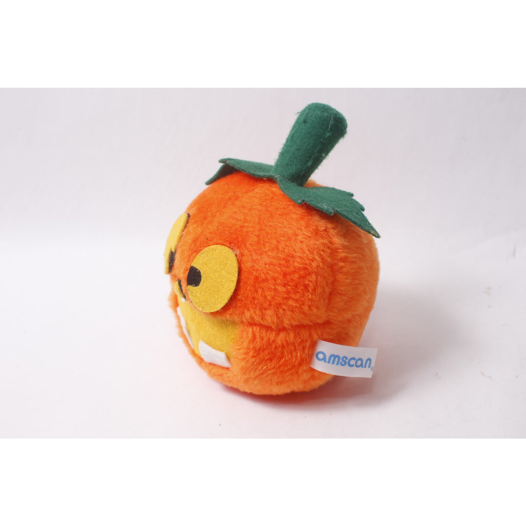 80s Amscan Plush Pumpkin 7" Funny Smiling Halloween Decor ~ 260907-WH 1138
