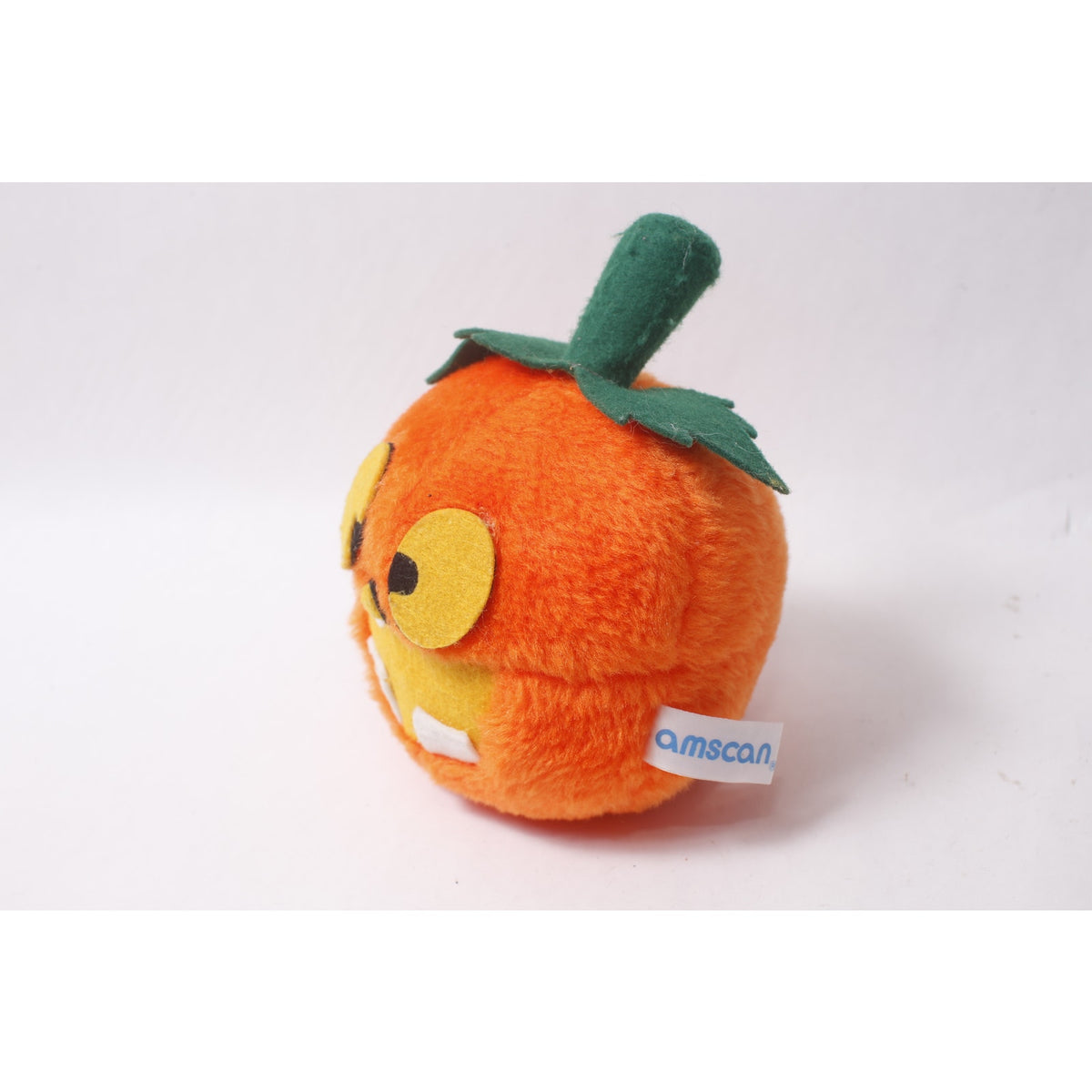 80s Amscan Plush Pumpkin 7" Funny Smiling Halloween Decor ~ 260907-WH 1138