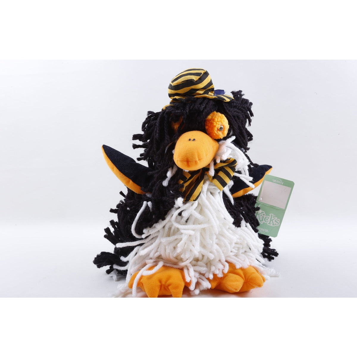 Kamar, Production Sample, Kicks Penguin Yarn Bird, White Blacklush, Stuffed Animal, Vintage, ~ 777