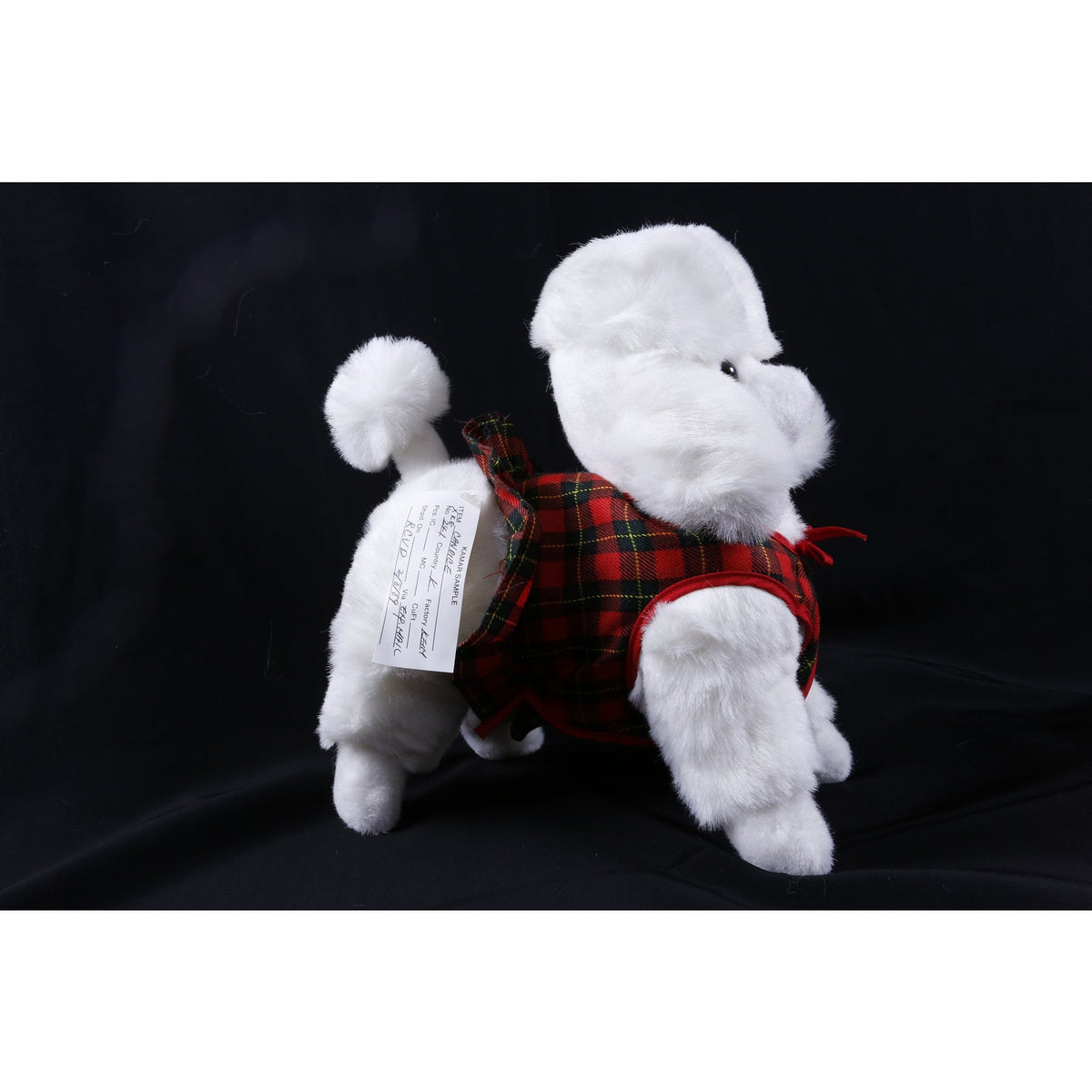 Kamar, Rare, Salesman Sample, Canoice, White Poodle, Dog, Dressed, Red Outfit, 1989 Soft Plush Doll Animal Vintage ~ 20-34-1211