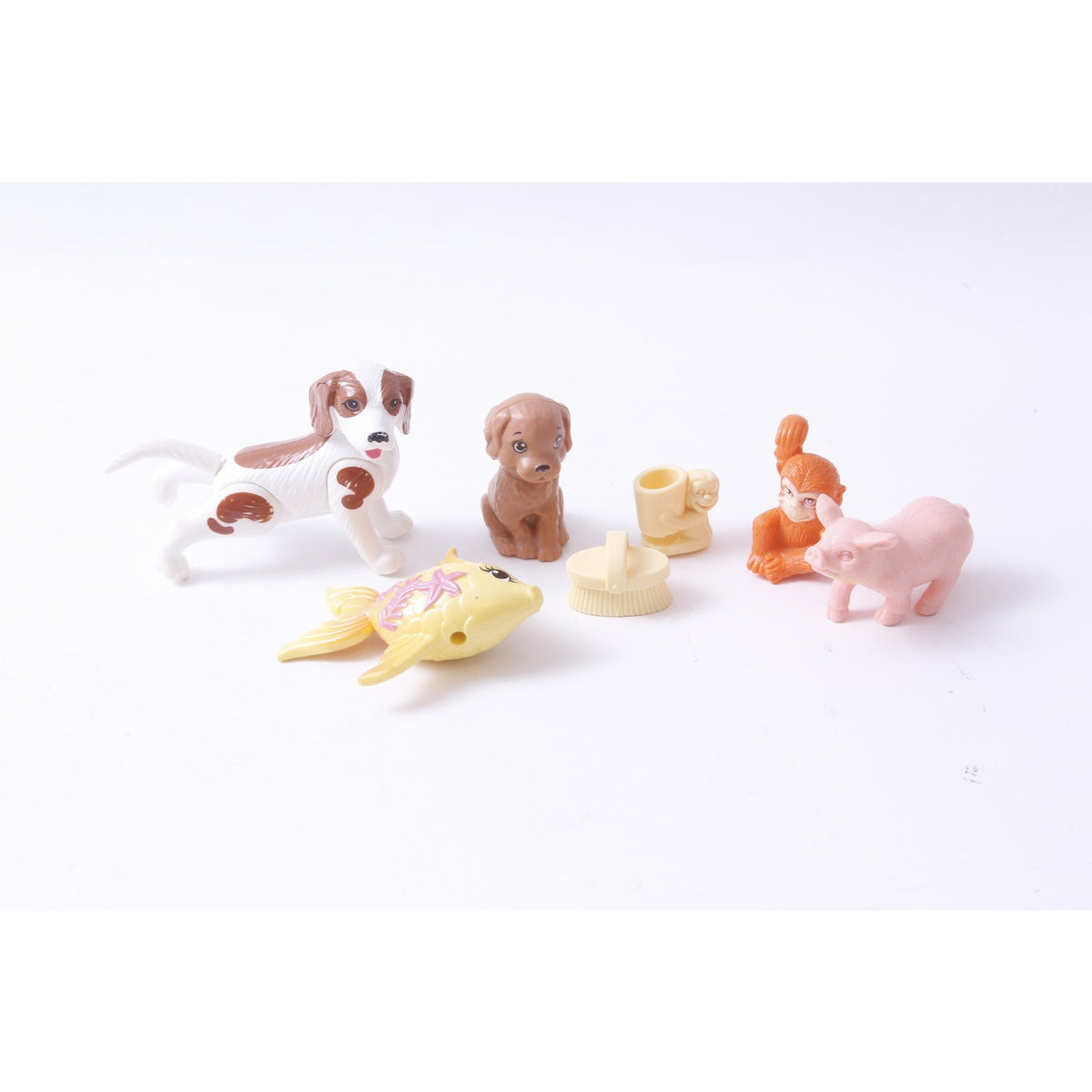Barbie Pets, Playset, Dog, Monkey, Pig, Fish, PVC Figures, Set, Animal, Toy, Miniature, Vintage, Collectible, ~20-01-387