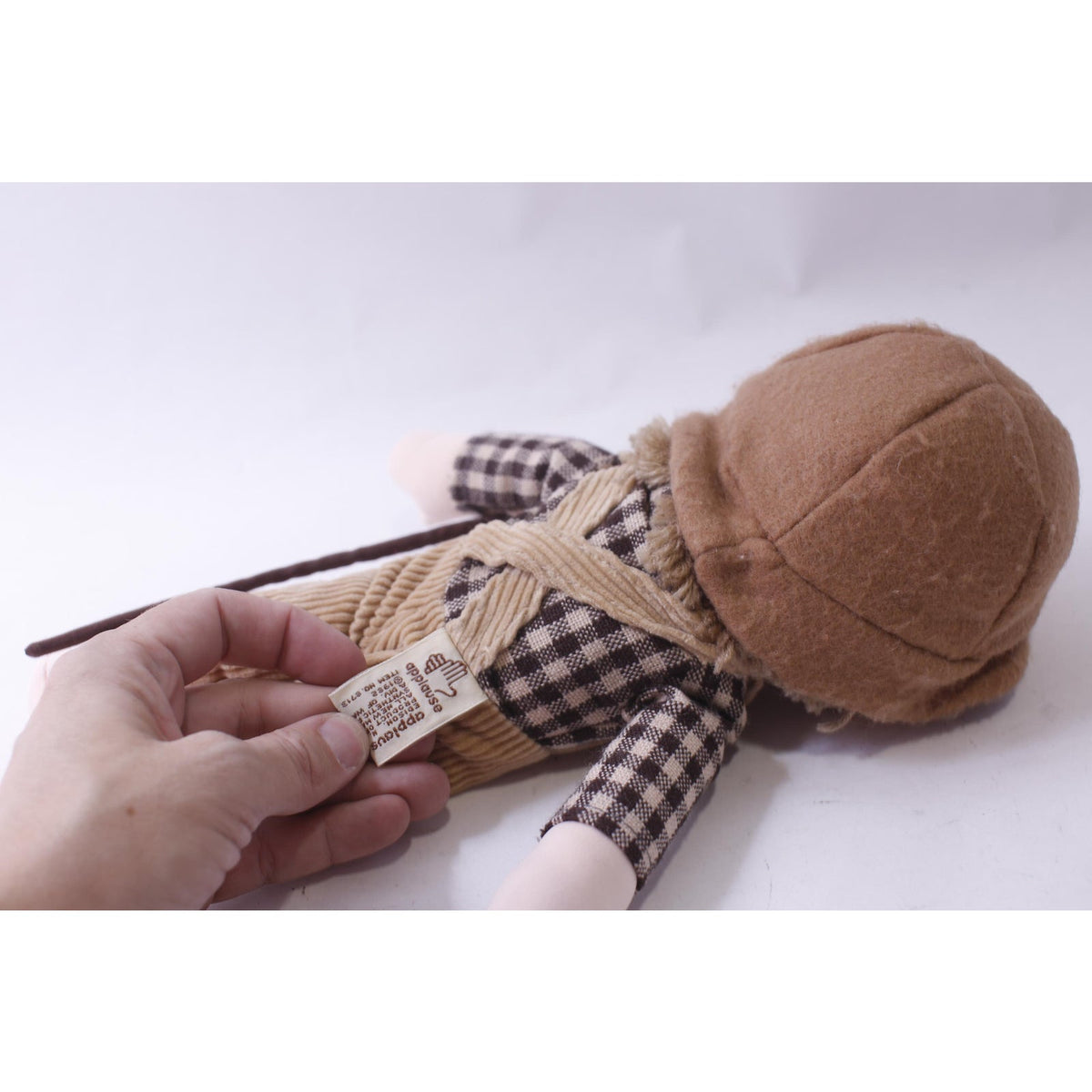 Woodrow the Fishing Boy, Plush Doll with Pole and Fish, 12 inches, 1982, Applause, Vintage, Collectible, ~ 241003-DIAF 1298
