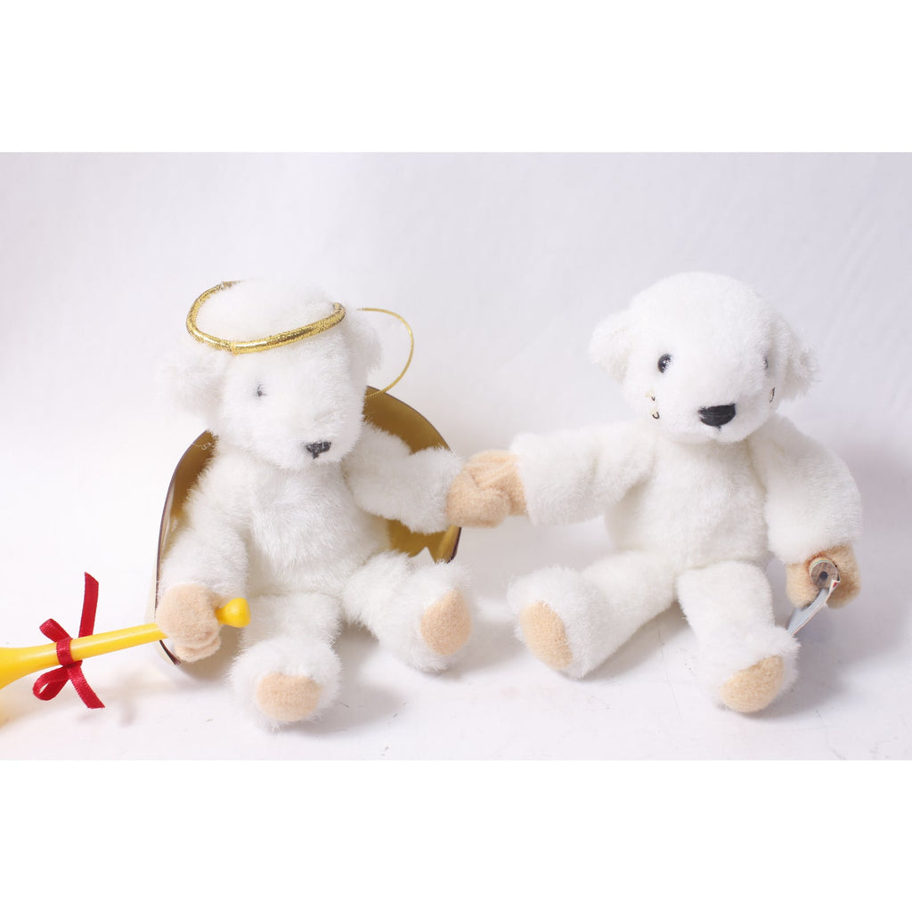 North American Bear White Angel Bear and Message Bear 1982 Plush Toy Lot ~ 260413-WH 1073
