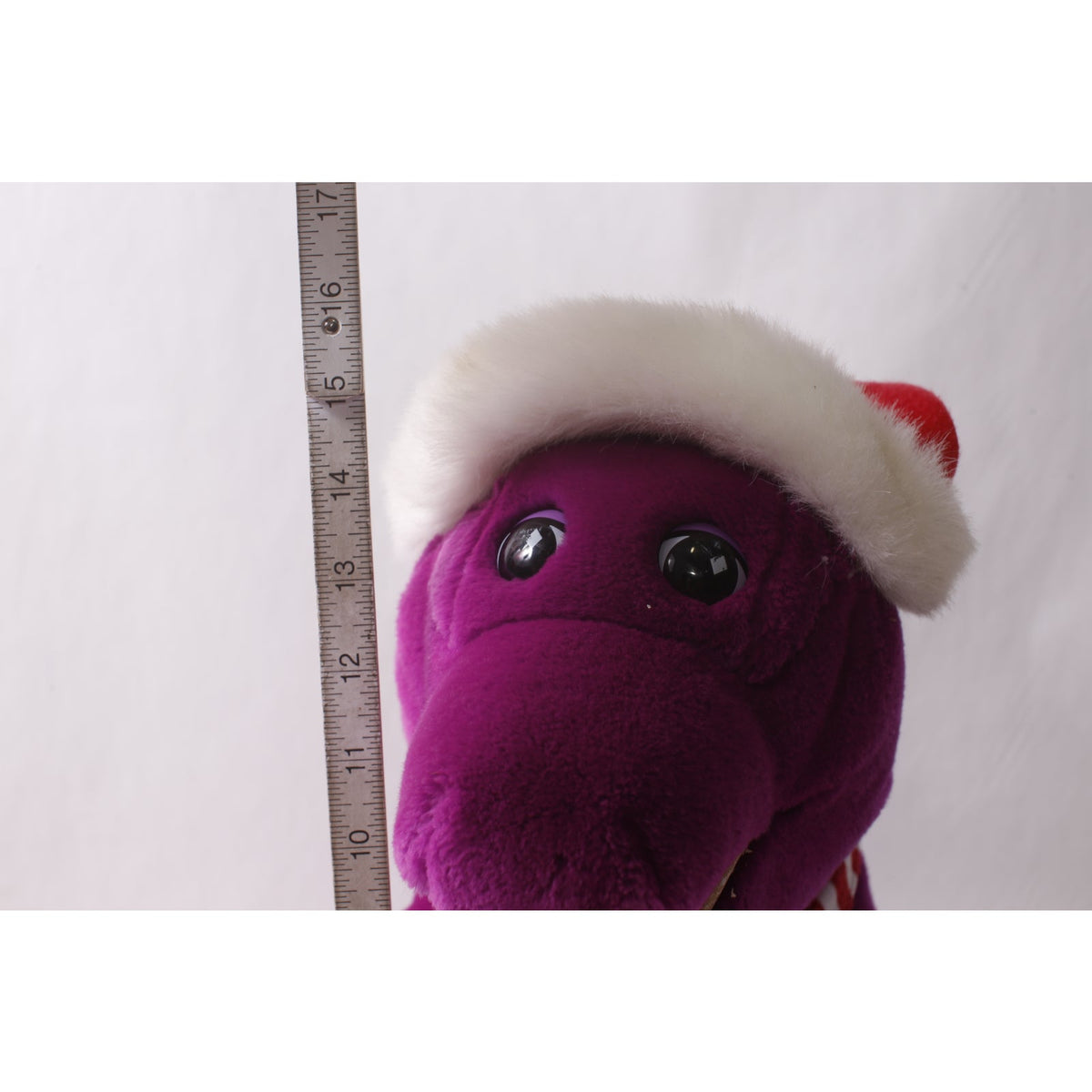 1990s XL Barney The Dinosaur Christmas Plush by Lyons Group Purple FLAW ~ 260608-WH 660