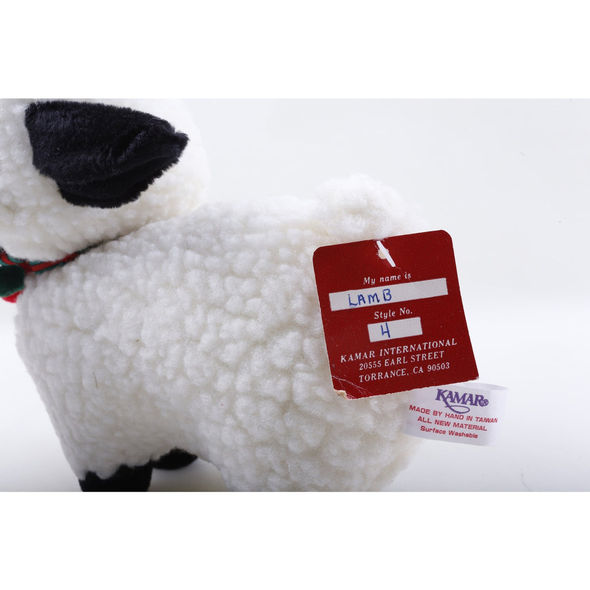 Kamar, Production Sample, Lamb, Christmas Collar, Soft, Plush, Doll, Toy, Vintage, ~ 207