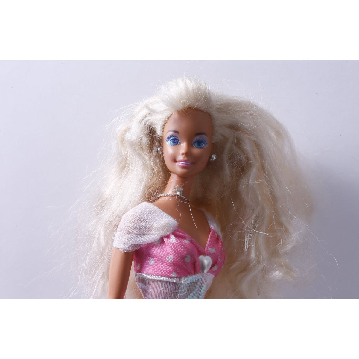 1980s Mattel, Barbie, Doll, Dressed, Pink White Dress, Cupid, Hearts, Love, Blonde Hair, Valentine's, Fashion, Toy, Figure Vintage ~ M-01-06