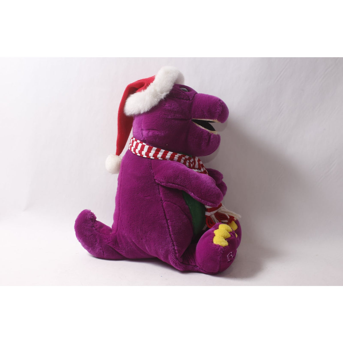 1990s XL Barney The Dinosaur Christmas Plush by Lyons Group Purple FLAW ~ 260608-WH 660