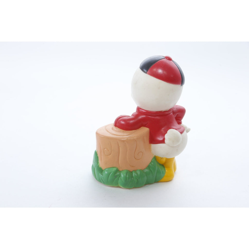 Disney, Huey Duck, DuckTales, 4 1/4", PVC Figure, Duck Leaning on Stump, Cartoon Character, Funny, Children, Vintage, ~ 230204-AHL-1 1192