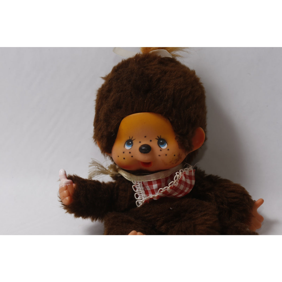 Sekiguchi Monchhichi Brown Plush Monkey Doll with a Bib ~ 260826-WH 1252