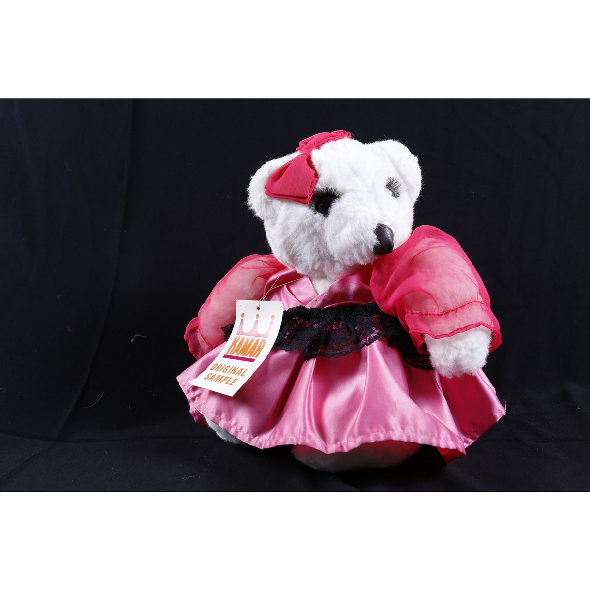 Kamar, Rare, Prototype, Unproduced Sally Beauty Bear, Dressed, White, Bear, Pink Dress, Soft, Plush, Doll ~ 20-01-153