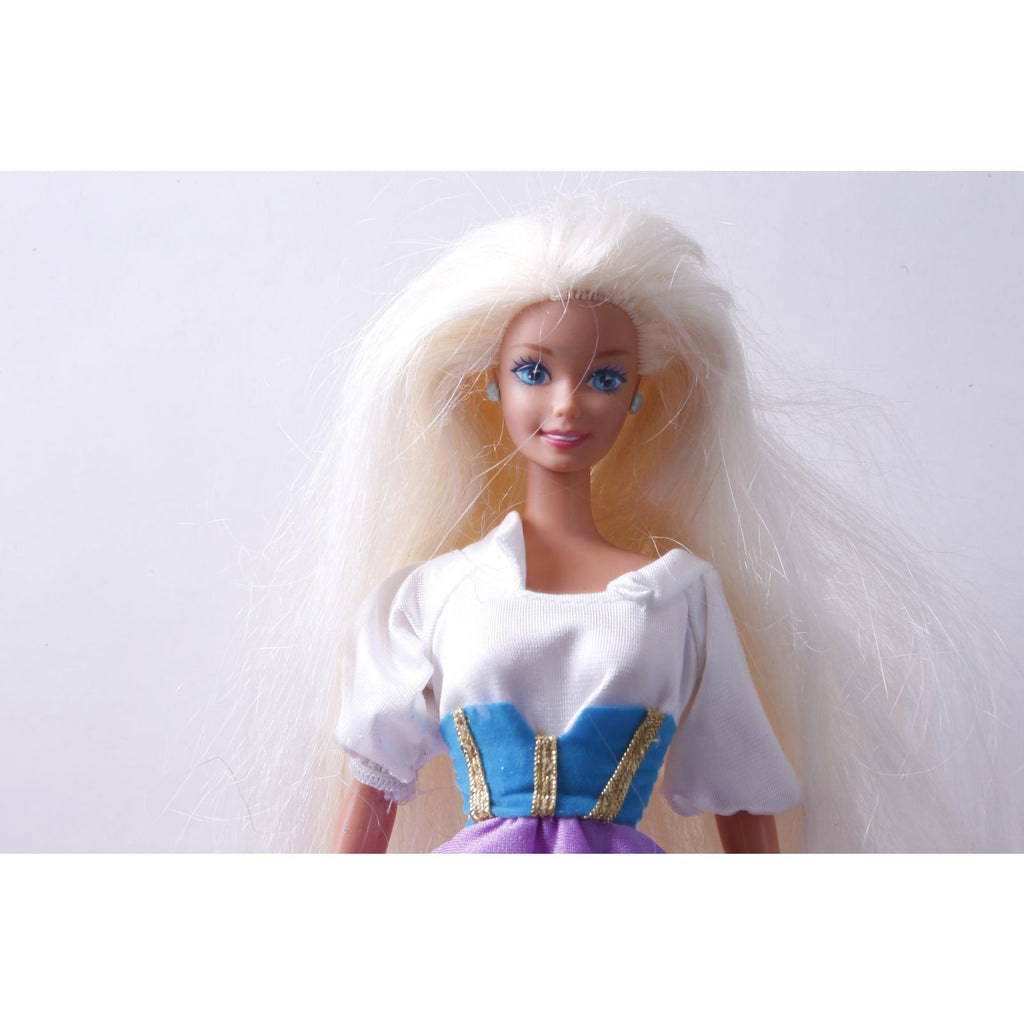 80s 90s, Mattel, Disney Esmerelda Dress, Barbie, Doll, Dressed, White Purple, Long Dress, Blonde Hair, Toy, Figure, Vintage, ~ 20-10-329
