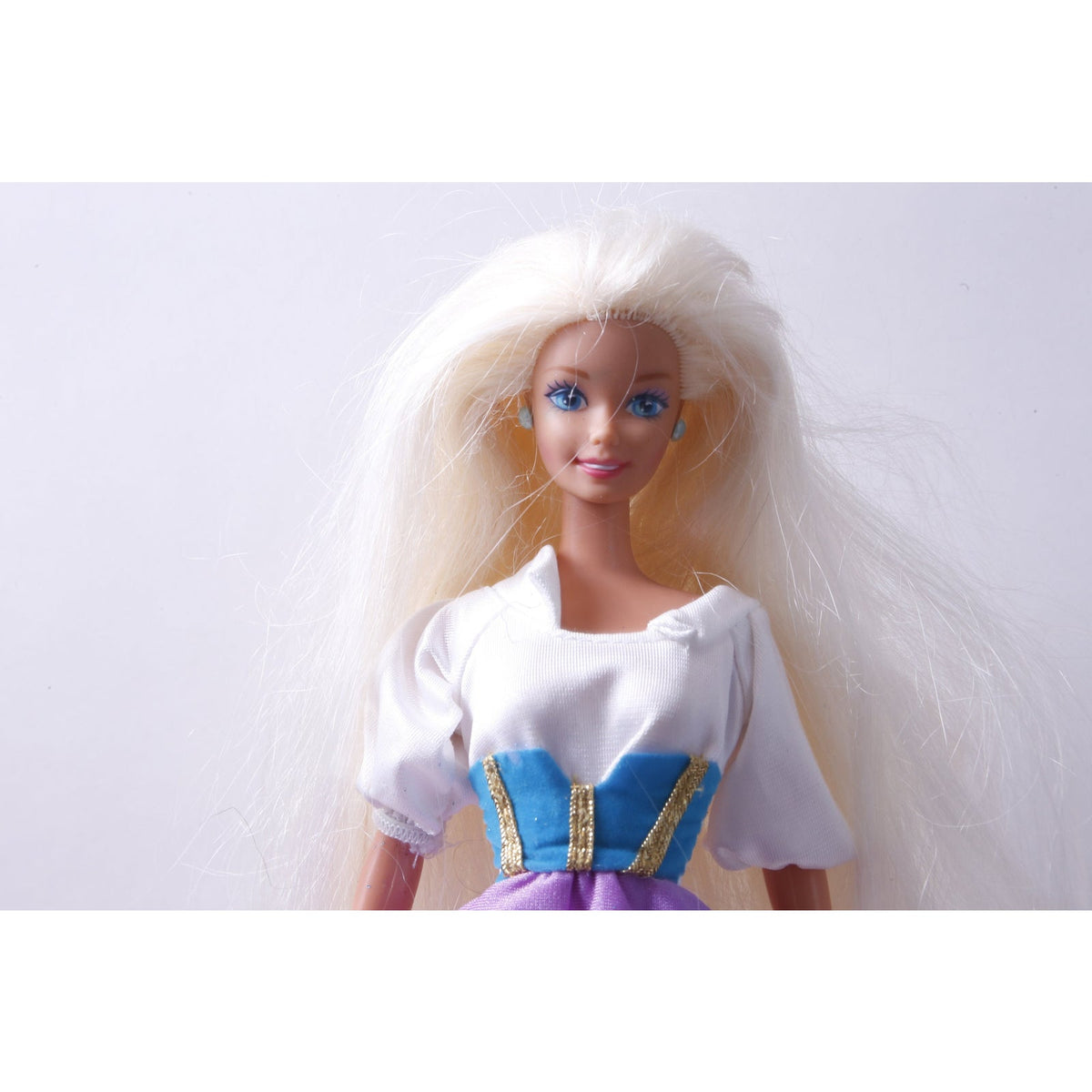 80s 90s, Mattel, Disney Esmerelda Dress, Barbie, Doll, Dressed, White Purple, Long Dress, Blonde Hair, Toy, Figure, Vintage, ~ 20-10-329