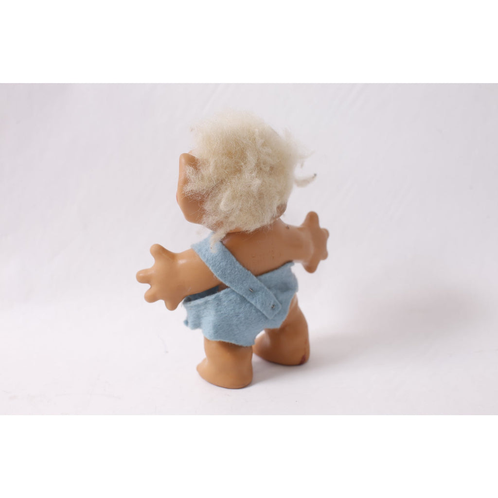 1960s Dam Troll Doll in Blue Outfit with White Hair Small Vintage Collectible ~ 260423-WH 1091