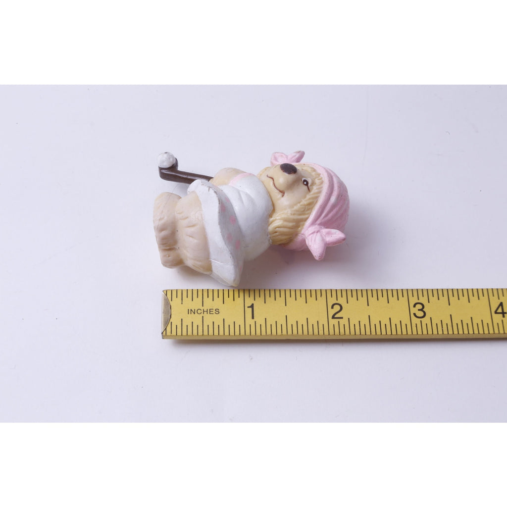 Frou Frou Bear, Female, Golfer, PVC, 2 1/2", Figure, Pink Hat, White Dress, Miniature, Toy, Vintage, Collectible, ~ 20-01-767
