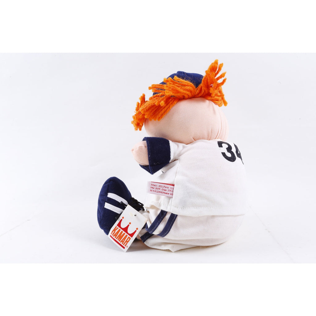 Kamar, Rare, Production Sample, Babe Ruth, Baseball Player, White Blue Uniform, Style 7708, Soft, Plush, Doll, Vintage 20-01-272
