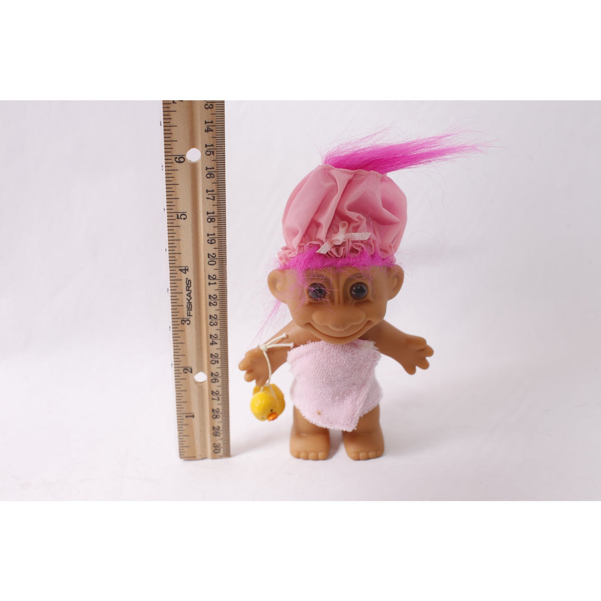 1990s Vintage Russ Bath Time Troll Doll with Towel Hat and Accessory ~ 260423-WH 1093