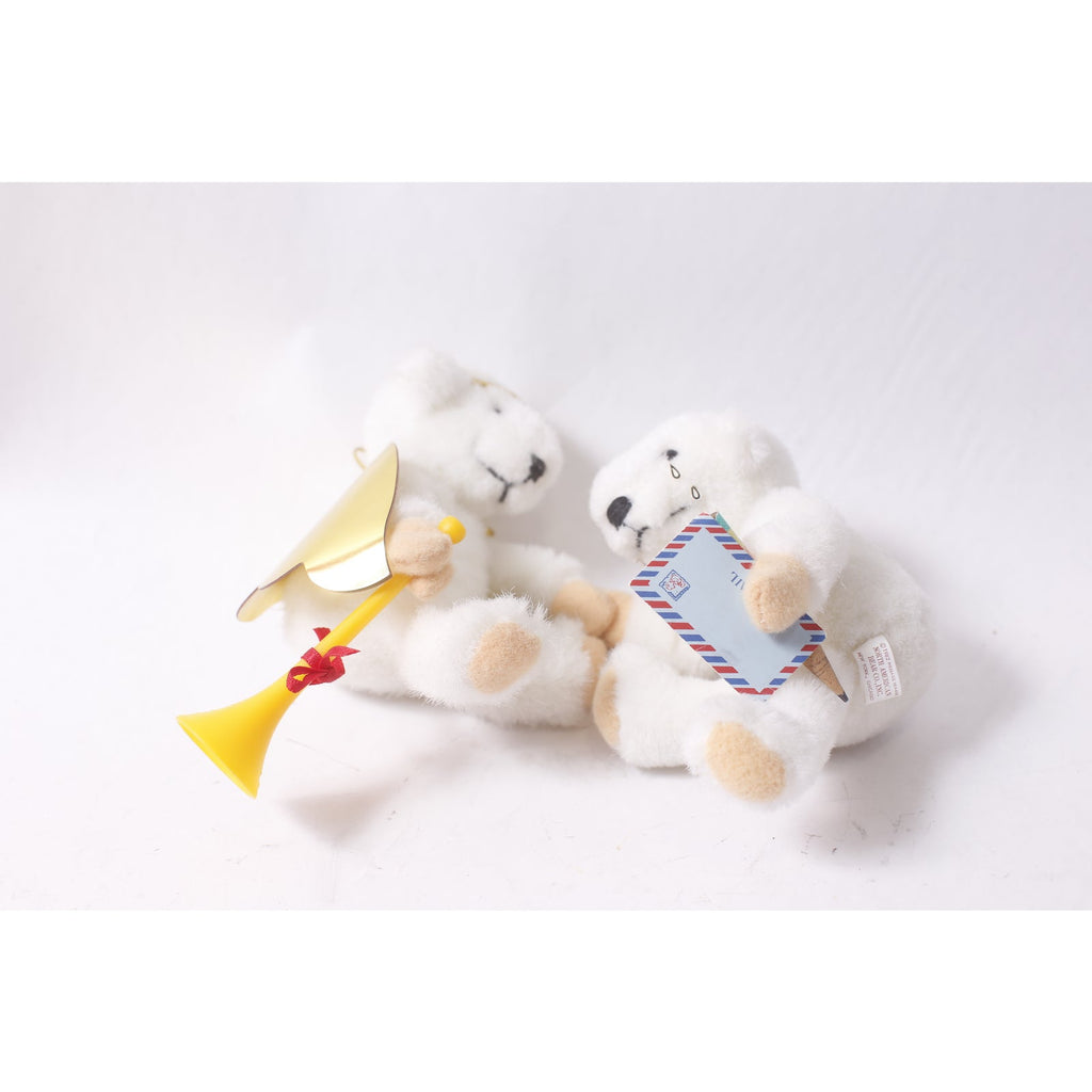 North American Bear White Angel Bear and Message Bear 1982 Plush Toy Lot ~ 260413-WH 1073