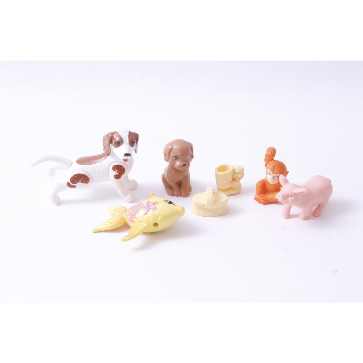 Barbie Pets, Playset, Dog, Monkey, Pig, Fish, PVC Figures, Set, Animal, Toy, Miniature, Vintage, Collectible, ~20-01-387