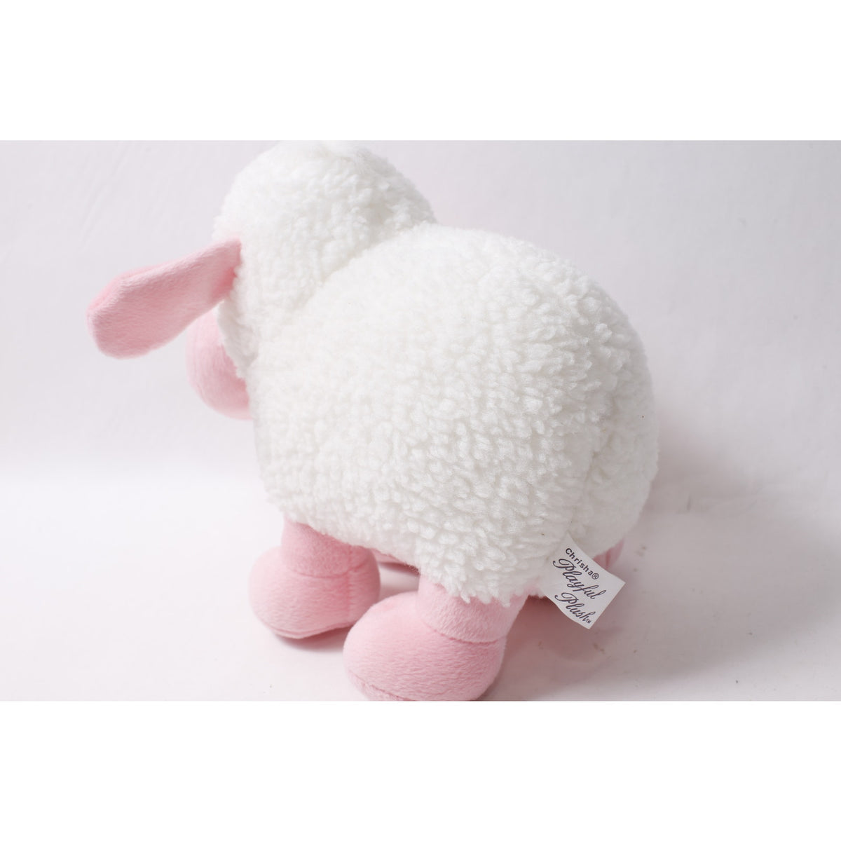 Chrisha Cute White and Pink Plush Lamb by Playful Plush ~ 260907-WH 1139