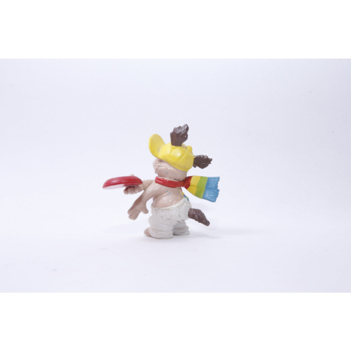 Wallace Berrie, Rainbow Kids, Puppy with Frisbee, PVC Figure, 2 1/2", Miniature, Sports, Toy, Vintage, Collectible, ~ 20-01-683