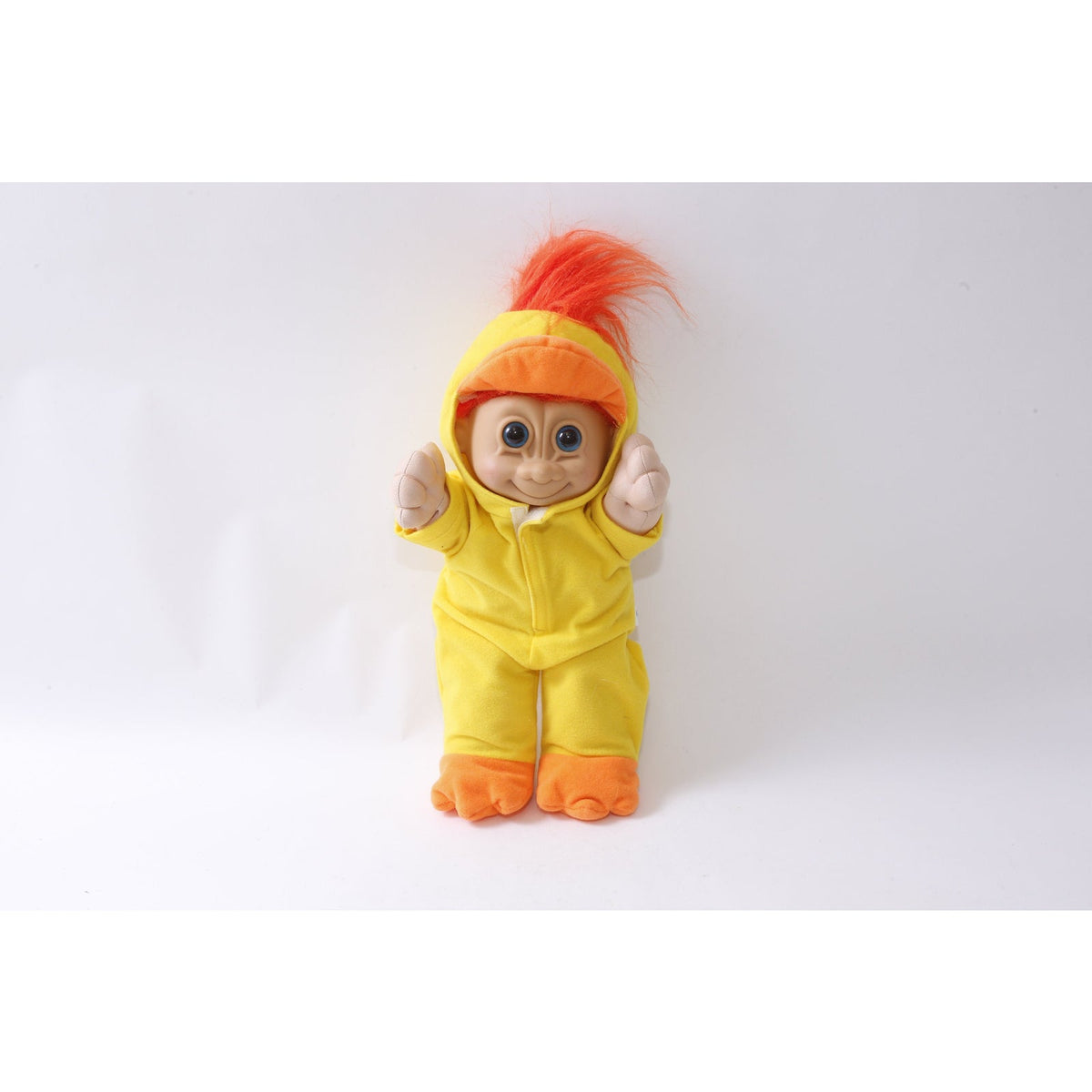 Russ Troll Stuffed Toy, 14", Baby Yellow Duck, Orange Hair, Toy, Vintage, Collectible, Children, Stuffed, Plush ~ 1053