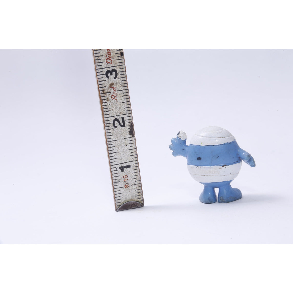 Mr. Men Blue Smile, Emoji, Face, White Bandages, Waving, Get Well, PVC Figure, 2", Toy, Figurine, Miniature, Vintage, ~ M-03-06