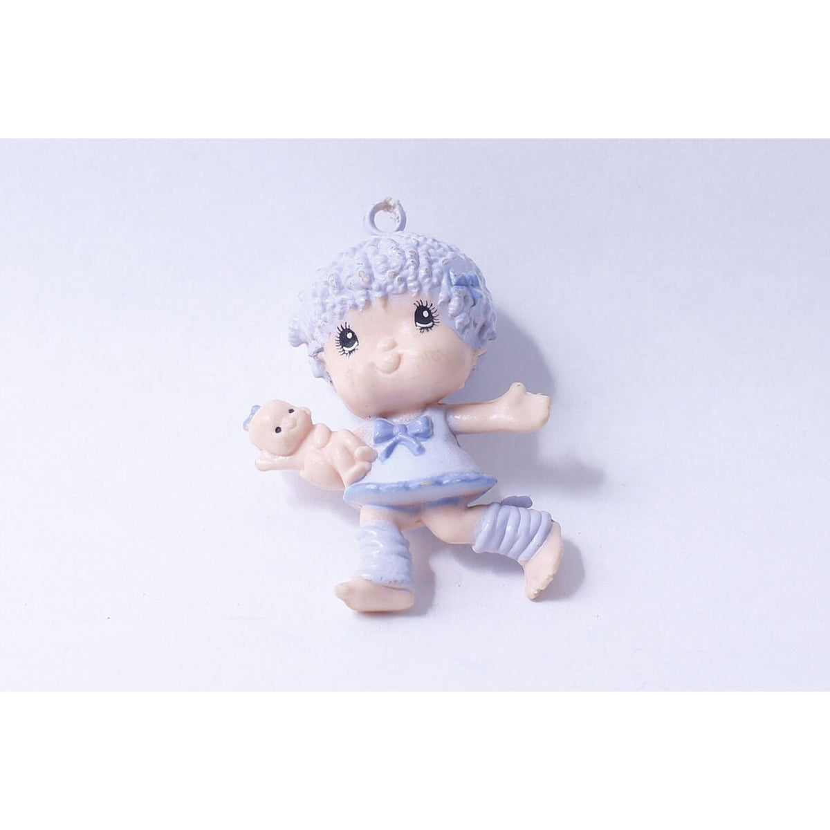 Hugga Bunch, PVC Figure, Hanging, Girl with Baby, Purple, 2", Little, Tiny, Collectible, Vintage, Displayable, ~ 240113-WH 698