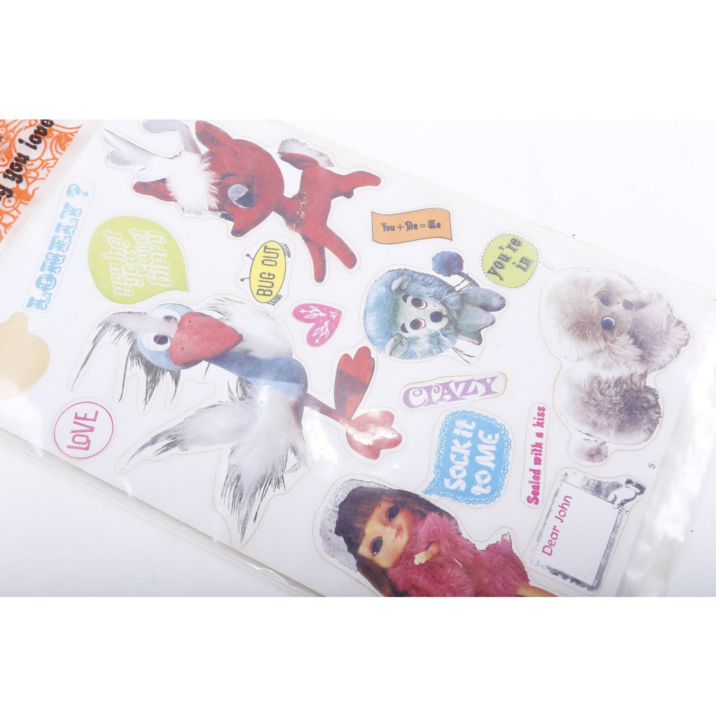 Kamar, Letter Pets, EXTREMELY RARE Sticker Sheet, Phrases, Friendship, Soft Toys, Mod Dolls, Children, Vintage, Collection ~ 20-01-159 246