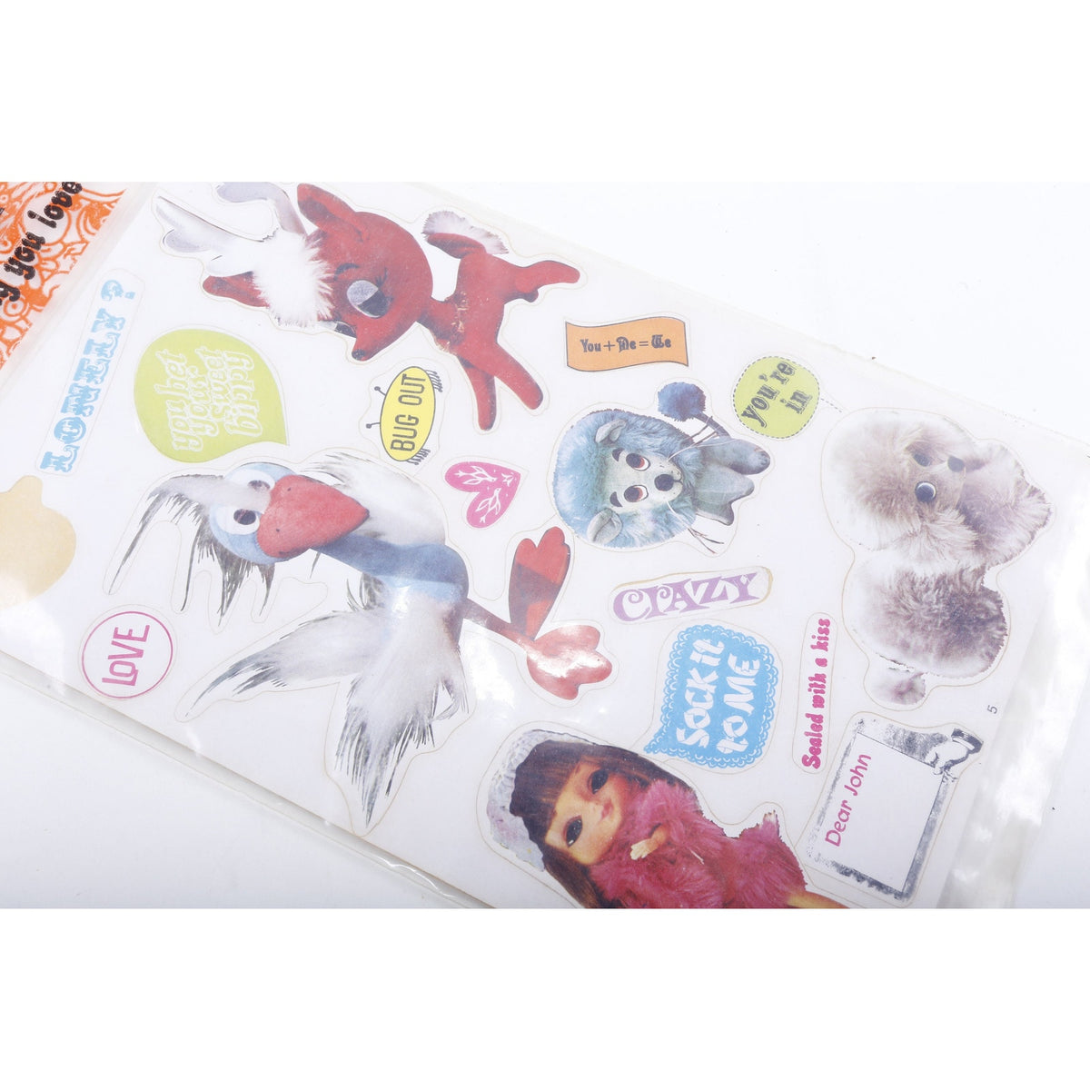 Kamar, Letter Pets, EXTREMELY RARE Sticker Sheet, Phrases, Friendship, Soft Toys, Mod Dolls, Children, Vintage, Collection ~ 20-01-159 246