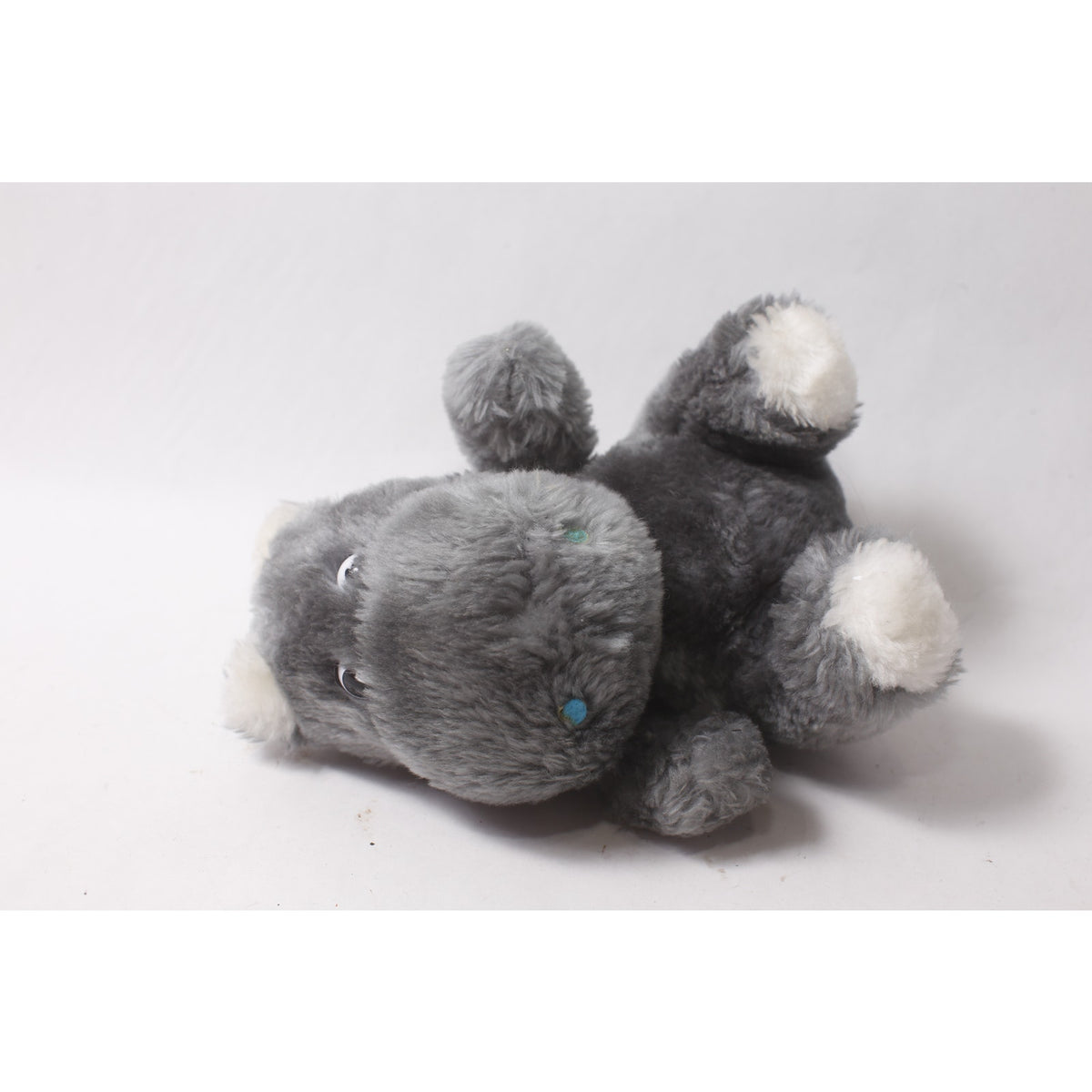 1980s Cute Vintage Plush Hippo Gray Stuffed Animal ~ 260907-WH 1139