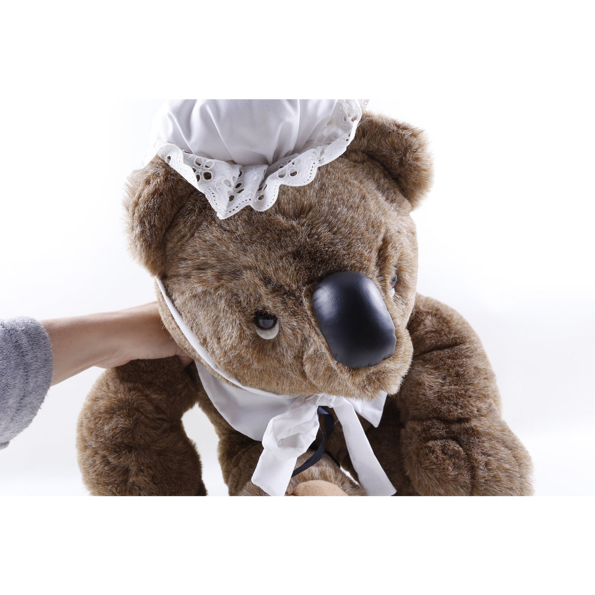 HUGE Kamar, Rare, Prototype, Sample, OOAK, hand made, Sitting Bear With Bonner, 1987, White Hat, Brown, Soft, Plush, Doll, Toy, - M-01-08