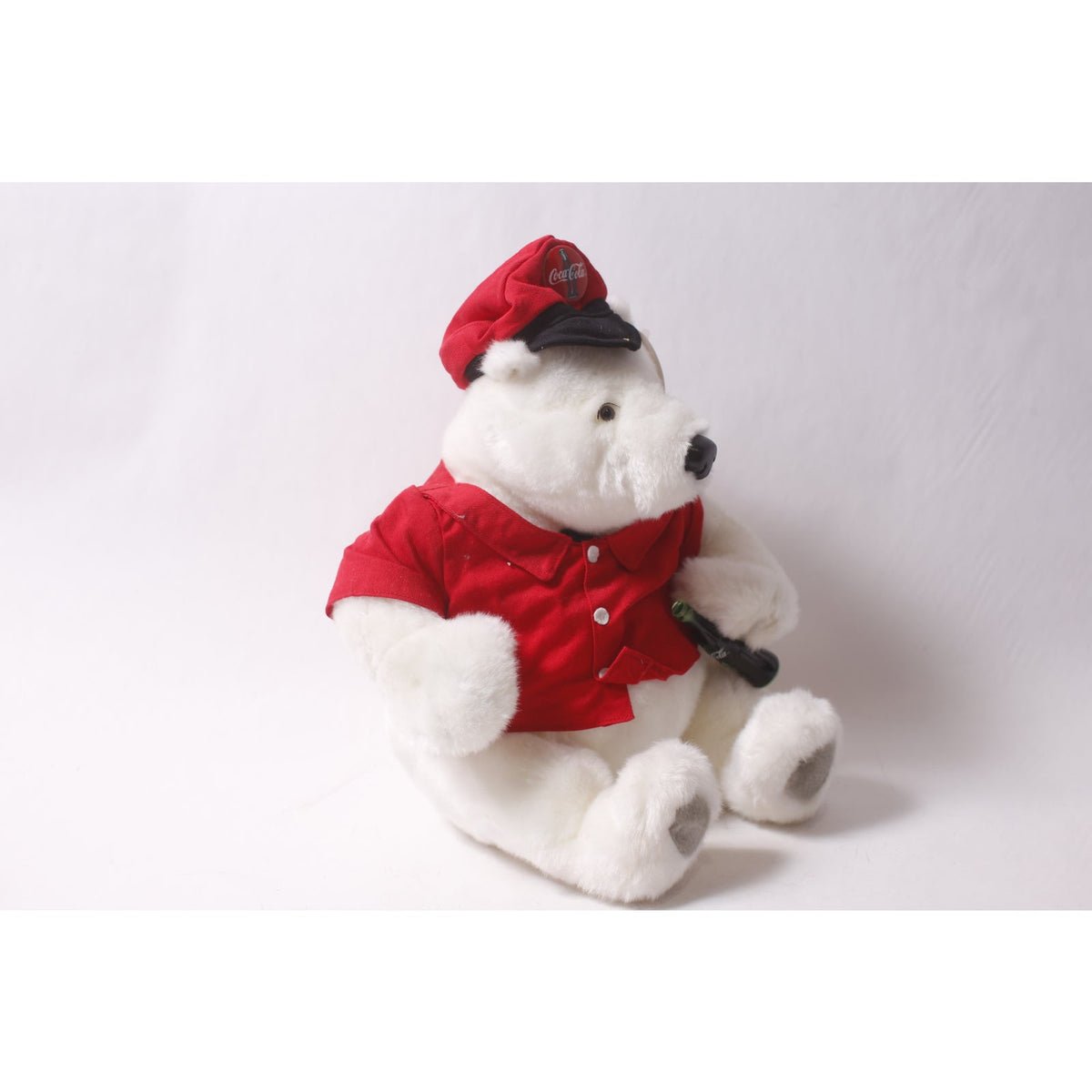 1990s Coca-Cola Polar Bear in Red Delivery Jacket Plush Holiday Decor ~ 260302-WH M-15-06